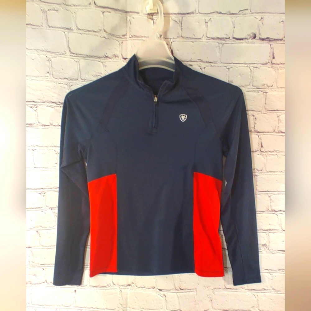 Ariat Tek Heat Series Girls Youth Pullover Color Block Quarter Zip Kids XL